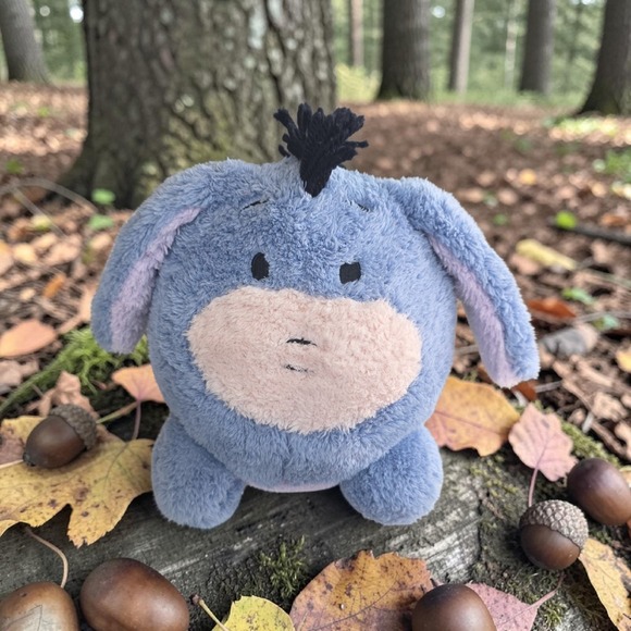 Disney Other - Disney Parks Round Eeyore Plush w/Detachable Tail Blue 7" Soft Cuddly